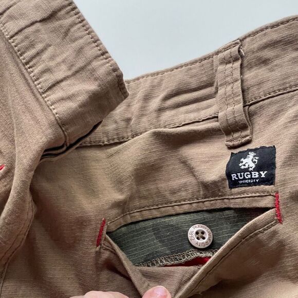 Rugby University Men's Stretch Mid-Rise Cargo Short Khaki Tan Size 32 - Picture 11 of 11